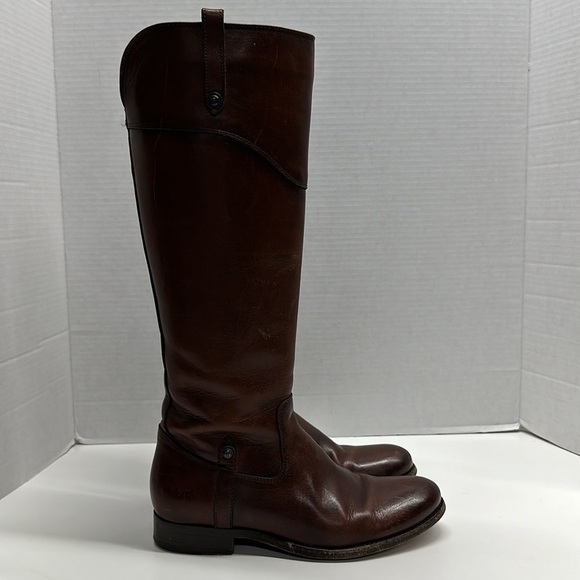 Fye Melissa Tab Tall Boots Boot Leather Riding Equestrian Redwood Brown Size 7 - Picture 3 of 9